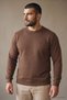 Men's Winter Crew Neck Oversized Basic Brown Sweatshirt - 4