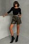Belted Leather Shorts - Khaki |   F1497 - Khaki