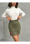 Suede Mini Skirt - Khaki |   F1573 - Khaki - 3