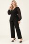 Women's Black Plus Size Chiffon Sleeved Pants Blouse Evening Dress Set Hzl26W-Pr10081 - 2