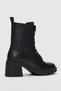 Alin Genuine Leather Lace Detailed Women's Boots-Black - 4
