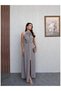 Gray Patterned Belted Dress - 4