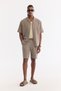 Men's Light Khaki Apaj Collar Breathable Short Sleeve Comfort Fit Shirt A61Y2125 - 6