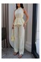 Halter Neck Belted Blouse Trouser Set - 3