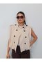 Pleated Stand Collar Buttoned Vest - 2