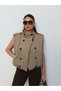 Pleated Stand Collar Buttoned Vest - 2