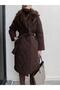 Fur Collar Quilted Pattern Long Coat - 3