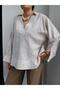 V-Neck Linen Flowy Shirt - 3