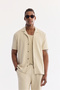 Men's Beige Elastic Waist Side Pocket Jacquard Diamond Patterned Shorts A61Y3613 - 6