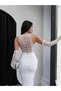 Cowl Neck Lace Long Dress - 7