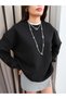 Black Oversize Raised Sweatshirt - 3