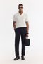 Men's Ecru Non-Curling Polo Collar Buttonless Regular Fit T-Shirt A61Y1084 - 6
