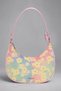 Candy Bloom |   Pastel Floral Patterned Pink Strap Hobo Shoulder Bag - 2