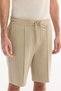 Men's Beige Elastic Waist Interlock Regular Fit Shorts with Side Pockets A61Y3630 - 4