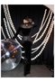 Shoulder Transparent Velvet Long Dress - 5