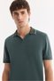 Men's Dark Green Non-Curling Polo Collar Buttonless Easy-Iron Regular Fit T-Shirt A61Y1125 - 2