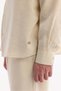 Men's Ecru Bottom-Bottom Collar Breathable Modal Blended Soft Touch Oversize Fit Shirt A61Y2168 - 6