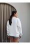 White Oversize Raised Sweatshirt - 5