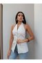 Halter Neck Linen Vest with Pocket Appearance - 4