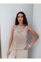 Sequin Asymmetrical Cut Sleeveless Blouse - 2