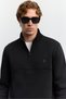 Men's Black Stand Collar Zippered 3 Thread Ribbed Sweatshirt A62Y1351 - 2
