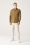 Men's Khaki 100% Cotton Thin Soft Button Collar Shirt E 002206 - 7