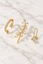 Gold Color Zircon Stone Leaf Model Ear Cuff Earrings - 3