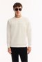 Men's Ecru Crew Neck Cotton Bi-Stretch Printed Regular Fit Sweatshirt A52Y1325 - 5