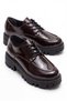 Women's Brown Patent Leather Lace-Up Oxford Loafer Moccasin Flat Sole Daily Office Shoes 142