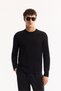 Men's Black Crew Neck Rayon Non-Pilling Regular Fit Knitwear Sweater A52Y5001