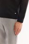 Men's Black Polo Neck Zippered Striped Knitwear Regular Fit Sweater A52Y5090 - 6