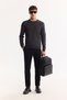 Men's Anthracite Crew Neck Rayon Anti-Pilling Textured Knitwear Regular Fit Sweater A52Y5016 - 6