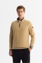 Men's Beige Mock Neck Zippered Soft Touch Fleece Regular Fit Sweatshirt E001068