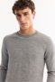 Men's Gray Crew Neck Wool Knitwear Sweater B 005013 - 2