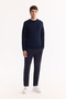 Men's Navy Blue Crew Neck Rayon Anti-Pilling Textured Knitwear Regular Fit Sweater A52Y5017 - 7