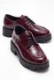 Women's Burgundy Patent Leather Lace-Up Oxford Loafer Moccasin Flat Sole Daily Office Shoes 142 - 2
