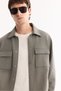 Men's Gray Green Classic Collar Cotton Comfort Fit Shirt Jacket A52Y2092 - 3