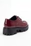 Women's Burgundy Patent Leather Lace-Up Oxford Loafer Moccasin Flat Sole Daily Office Shoes 142 - 5