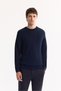 Men's Navy Blue Crew Neck Rayon Anti-Pilling Textured Knitwear Regular Fit Sweater A52Y5017