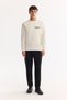 Men's Ecru Crew Neck Cotton Bi-Stretch Printed Regular Fit Sweatshirt A52Y1260 - 6