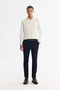 Men's Ecru Zippered Polo Collar Rayon Non-Pilling Regular Fit Knitwear Sweater A42Y5009 - 5