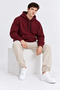 Burgundy Color Kangaroo Pocket Hooded Sweatshirt 1205 - 6