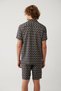 Men's Black Apaj Collar Viscose Blended Patterned Short Sleeve Regular Fit Shirt A41Y2213 - 4