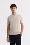 Men's Beige Polo Neck Rayon Knitwear Regular Fit T-Shirt A51Y5046