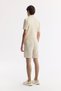 Men's Beige Elastic Waist Lace-Up Linen Blend Knitted Regular Fit Shorts A51Y3601 - 3