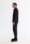 Men's Black Classic Collar Snap Fastener Suede Textured Comfort Fit Seasonal Coat A42Y6090 - 3