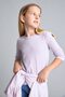 Okul Fitted Crew Neck Heart Patterned Ribbed Long Sleeve Light Lilac T-Shirt Girl Child I2626A826Au