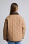 Water Repellent Velvet Collar Detailed Pocketed Snap Fastener Quilted Jacket Coat F0051A825Au - 5