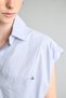 100% Cotton Overshirt Fit Classic Collar Striped Pocketed Poplin Hem Elasticated Sleeveless Crop Shirt I7332 - 4