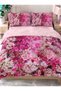 Pink Floral Pattern 3D Digital Printed Double Bed Sheet Adult Bedroom Cotton Duvet Cover Set